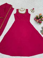 Load image into Gallery viewer, Beautiful Georgette Fabric Pink Colour Gown With Shrug
