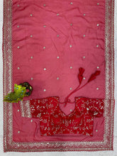 Load image into Gallery viewer, Amazing Saree on Heavy Tibby Silk Fabric With Thread And Sequences Work&nbsp;
