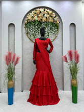 Load image into Gallery viewer, Designer Ready To Wear Red Lehenga Saree With Chinon Silk Fabric
