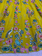 Load image into Gallery viewer, Designer Yellow Colour Georgette Fabric With Long Flair And Thread &amp; Sequences Work Lehenga Choli
