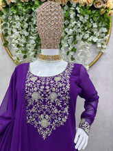 Load image into Gallery viewer, Attractive Purple Colour Georgette Fabric With Thread Work Top , Plazo With Dupatta
