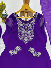 Load image into Gallery viewer, Attractive Purple Colour Georgette Fabric With Thread Work Top , Plazo With Dupatta
