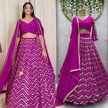 Load image into Gallery viewer, Purple Color Georgette Sequence Work Lehenga Choli
