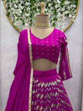 Load image into Gallery viewer, Purple Color Georgette Sequence Work Lehenga Choli
