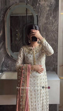 Load image into Gallery viewer, Fancy White Colour Georgette Fabric And Thread With Real Mirror Work Suit With Dupatta
