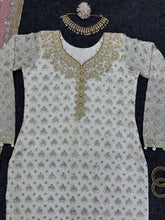 Load image into Gallery viewer, Fancy White Colour Georgette Fabric And Thread With Real Mirror Work Suit With Dupatta
