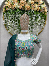 Load image into Gallery viewer, Designer Green Color Georgette Thread With Sequence Work Lehanga Cholii
