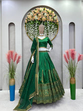 Load image into Gallery viewer, Fabulous Green Colour Malbari Silk And Thread With Sequence Lehenga Choli
