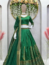 Load image into Gallery viewer, Fabulous Green Colour Malbari Silk And Thread With Sequence Lehenga Choli
