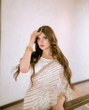 Load image into Gallery viewer, Party Wear White Colour Sequences Embroidery Work Design Saree
