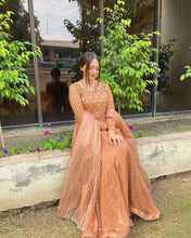 Load image into Gallery viewer, Fabulous Chocolate Colour Georgette Trendy Gown
