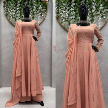 Load image into Gallery viewer, Fabulous Chocolate Colour Georgette Trendy Gown
