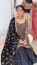 Load image into Gallery viewer, Gorgeous Chinon Silk Designing Black Colour kurti Plazo Set
