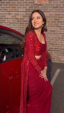 Load image into Gallery viewer, Attractive Rakul Preet Wear Georgette Red Colour Shrug Saree
