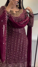 Load image into Gallery viewer, Amazing Maroon Colour Georgette Real Mirror With Latkan Suit
