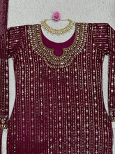 Load image into Gallery viewer, Amazing Maroon Colour Georgette Real Mirror With Latkan Suit
