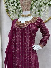 Load image into Gallery viewer, Amazing Maroon Colour Georgette Real Mirror With Latkan Suit
