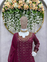 Load image into Gallery viewer, Amazing Maroon Colour Georgette Real Mirror With Latkan Suit
