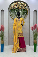 Load image into Gallery viewer, Beautiful Designer Yellow Colour Georgette With Sequence Work Suit Plazo Set
