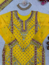 Load image into Gallery viewer, Beautiful Designer Yellow Colour Georgette With Sequence Work Suit Plazo Set
