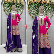 Load image into Gallery viewer, Attractive Designer Chinon Silk With Coding work Sharara Suit
