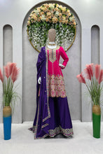 Load image into Gallery viewer, Attractive Designer Chinon Silk With Coding work Sharara Suit
