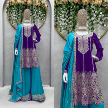 Load image into Gallery viewer, Attractive Designer Chinon Silk With Coding work Sharara Suit
