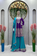 Load image into Gallery viewer, Attractive Designer Chinon Silk With Coding work Sharara Suit
