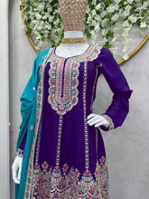 Load image into Gallery viewer, Attractive Designer Chinon Silk With Coding work Sharara Suit
