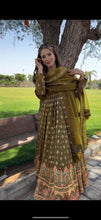 Load image into Gallery viewer, Mehndi Green Georgette Work Anarkali Suit With Dupatta
