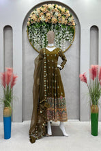 Load image into Gallery viewer, Mehndi Green Georgette Work Anarkali Suit With Dupatta
