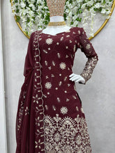 Load image into Gallery viewer, Amazing Georgette Dark Maroon Color Sharara Suit
