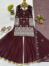 Load image into Gallery viewer, Amazing Georgette Dark Maroon Color Sharara Suit
