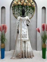 Load image into Gallery viewer, Attractive Chinon Silk White Color Sharara Suit
