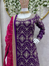 Load image into Gallery viewer, Fabulous Blue Colour Georgette Fabric Fully Stitched Sharara Suit
