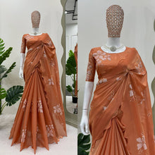 Load image into Gallery viewer, Rust Color Jimmu Chu Silk Sequence Work Saree
