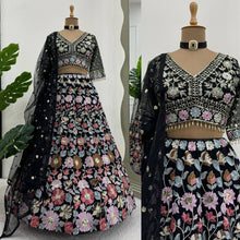 Load image into Gallery viewer, Designer Black Colour Georgette Fabric Sequence Work Lehenga Choli
