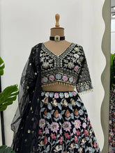 Load image into Gallery viewer, Designer Black Colour Georgette Fabric Sequence Work Lehenga Choli
