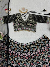 Load image into Gallery viewer, Designer Black Colour Georgette Fabric Sequence Work Lehenga Choli
