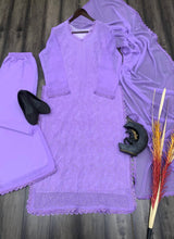 Load image into Gallery viewer, Purple Georgette Cotton Thread Work Ethnic Kurta Set
