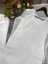 Load image into Gallery viewer, White Color Cotton Thread Work Ethnic Stitched Suit Set For Girls
