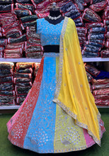 Load image into Gallery viewer, Designer Multi Colour Georgette Fabric Embroidery Sequence Work Lehenga Choli
