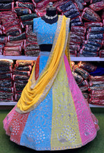 Load image into Gallery viewer, Designer Multi Colour Georgette Fabric Embroidery Sequence Work Lehenga Choli
