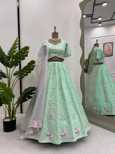 Load image into Gallery viewer, Designer Green Colour Mono Banglory Fabric Thread With Sequences Work Lehenga Choli
