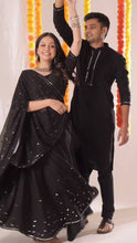 Load image into Gallery viewer, Navratri Special Black Colour Georgette Fabric Sequences Work Lehenga Choli With Dupatta
