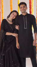 Load image into Gallery viewer, Navratri Special Black Colour Georgette Fabric Sequences Work Lehenga Choli With Dupatta
