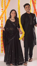 Load image into Gallery viewer, Navratri Special Black Colour Georgette Fabric Sequences Work Lehenga Choli With Dupatta
