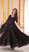 Load image into Gallery viewer, Navratri Special Black Colour Georgette Fabric Sequences Work Lehenga Choli With Dupatta
