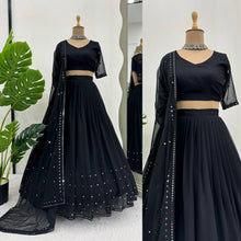 Load image into Gallery viewer, Navratri Special Black Colour Georgette Fabric Sequences Work Lehenga Choli With Dupatta
