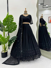 Load image into Gallery viewer, Navratri Special Black Colour Georgette Fabric Sequences Work Lehenga Choli With Dupatta
